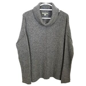 All saints Women Cut Out Shoulder Turtleneck Sweater Sz M Gray Wool Blend